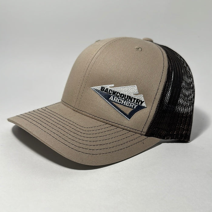 Hat - Khaki/Coffee - White, Gray & Black Logo - 112