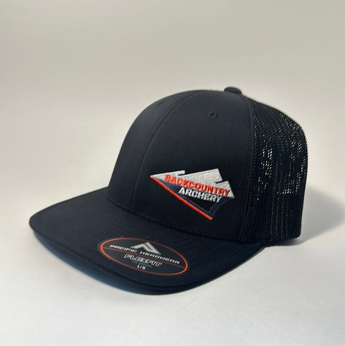 Hat - Black/Black - Neon Red, White & Black Logo - 404M
