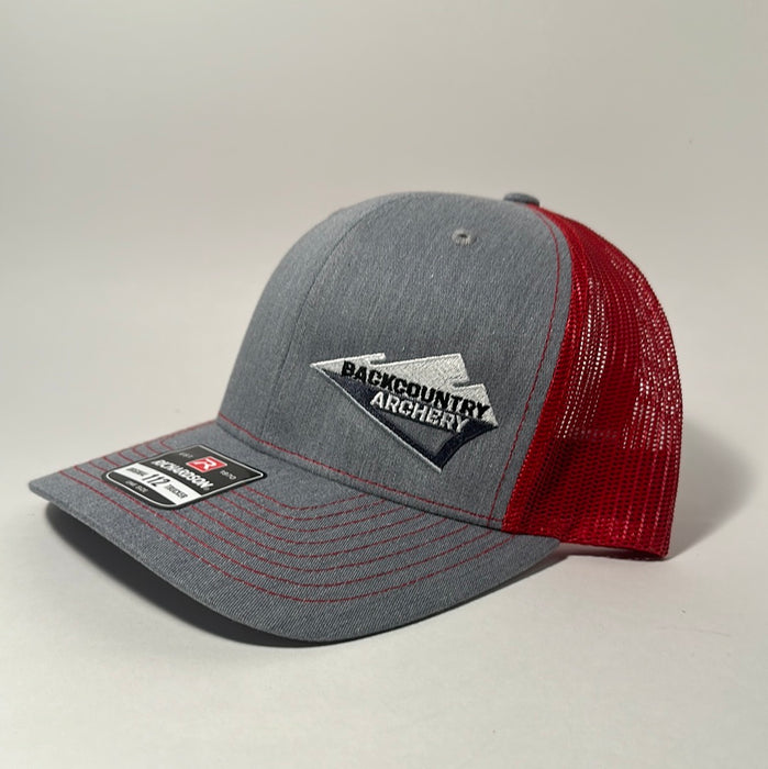 Hat - Heather/Red - White, Gray & Black Logo - 112