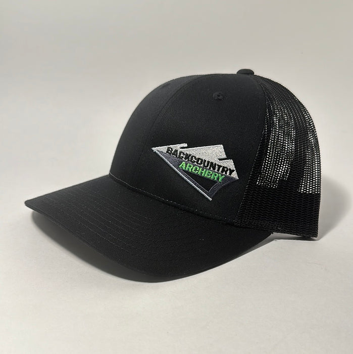 Hat - Black/Black - Green, White & Black Logo - 115 Small