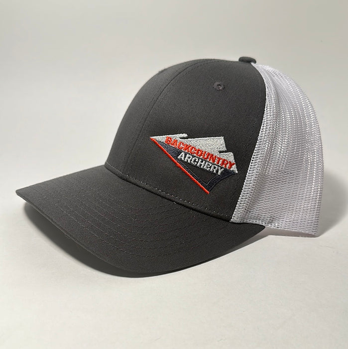 Hat - Charcoal/White - Neon Red, White & Gray Logo - 115