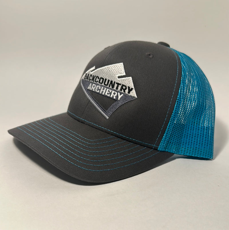 Hat - Charcoal/Alexis - Black, White & Gray Large Logo - 112