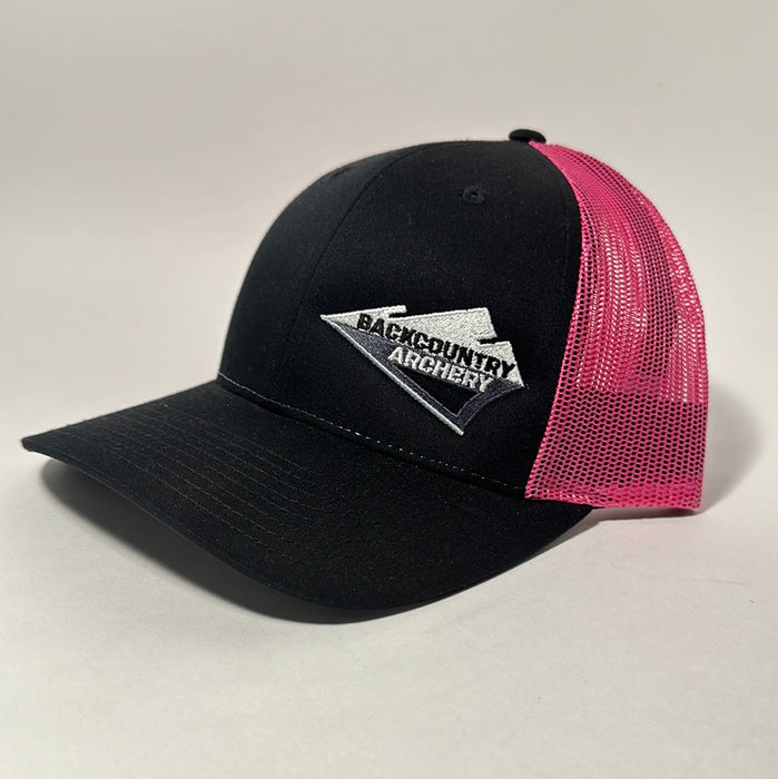 Hat - Black/Neon Pink - White, Gray & Black Logo - 115