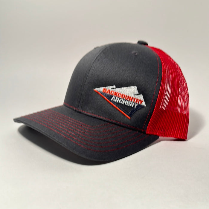 Hat - Charcoal/Red - White, Red & Black Logo - 112