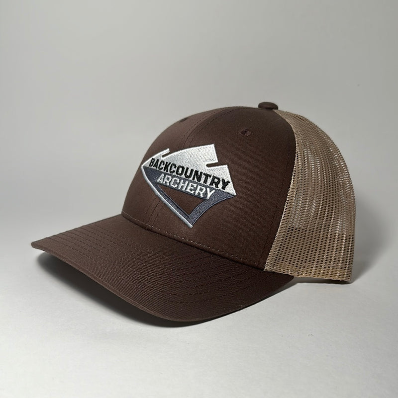 Hat - Brown/Khaki - White, Gray & Black Large Logo - 115