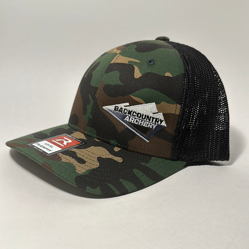 Hat - Green Camo/Black - White, Gray & Black Logo - 110