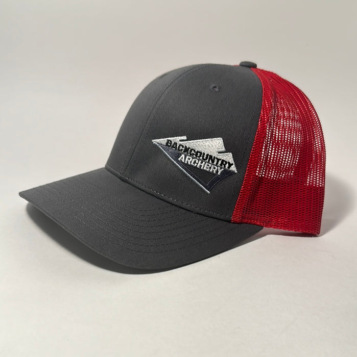 Hat - Charcoal/Red - White, Gray & Black Logo - 115