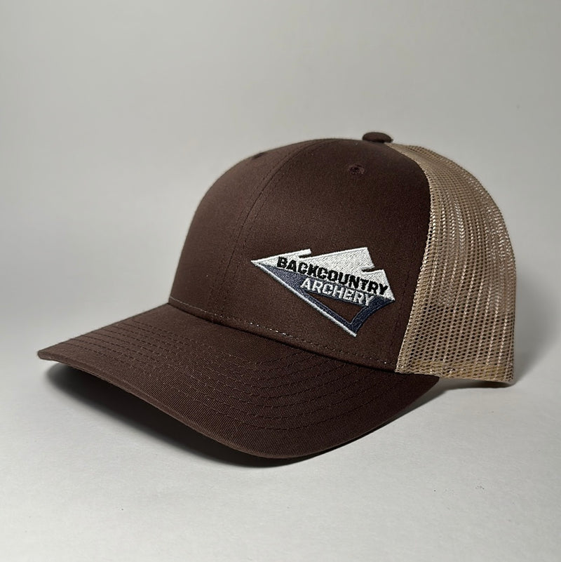 Hat - Brown/Khaki - White, Gray & Black Logo - 115