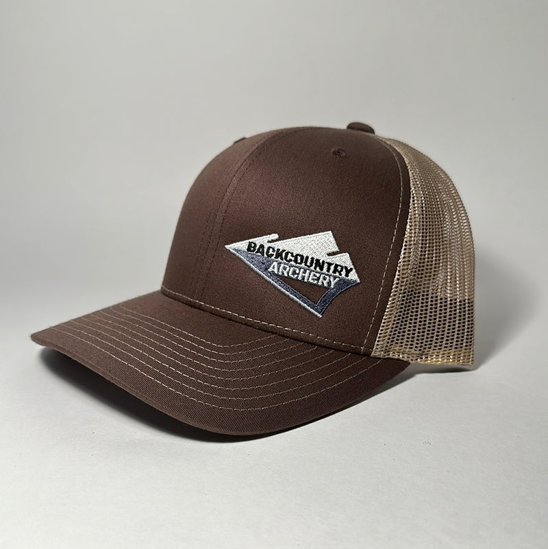 Hat - Brown/Khaki - White, Gray & Black Logo - 112