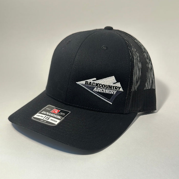Hat - Black/Black - White, Gray & Black Logo - 115