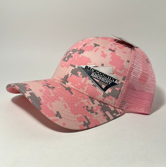 Hat - Pink Digital Camo - White, Gray & Black Logo - 218