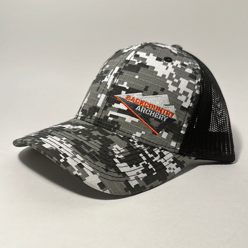 Hat - Digital Camo/Black - Neon Orange, White & Black Logo - 2240