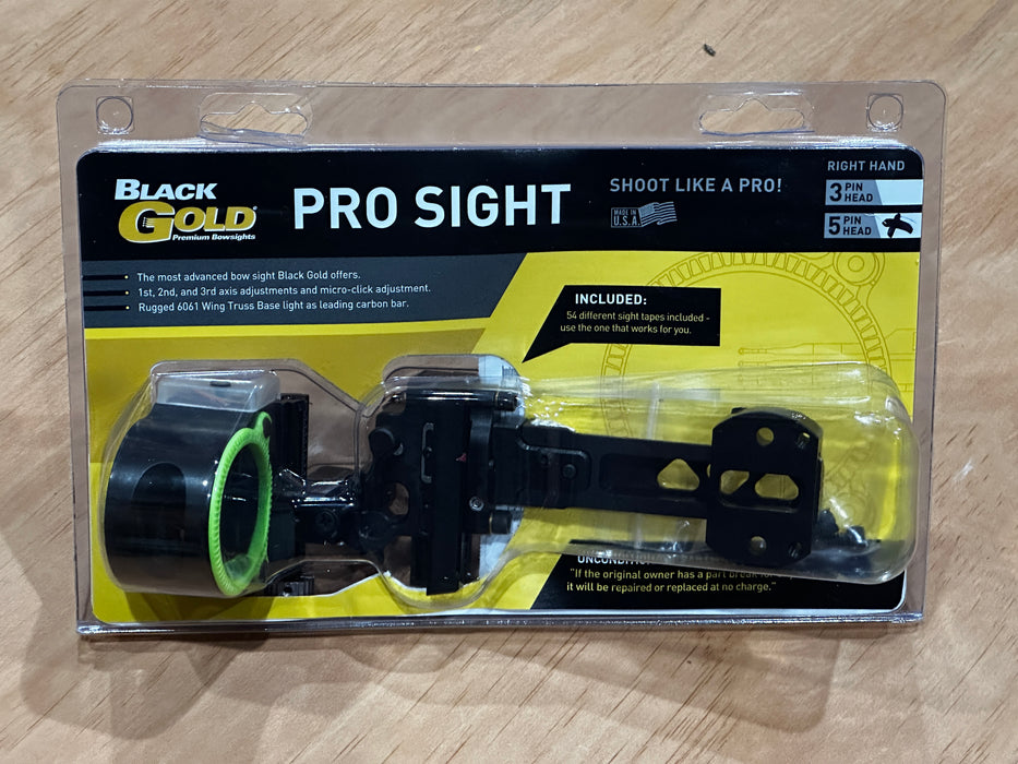 Black Gold - Pro Sight - Right Hand - Standard Pin Color Order