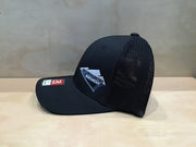 Hat - Black/Black - Grey, White & Black Logo - 112